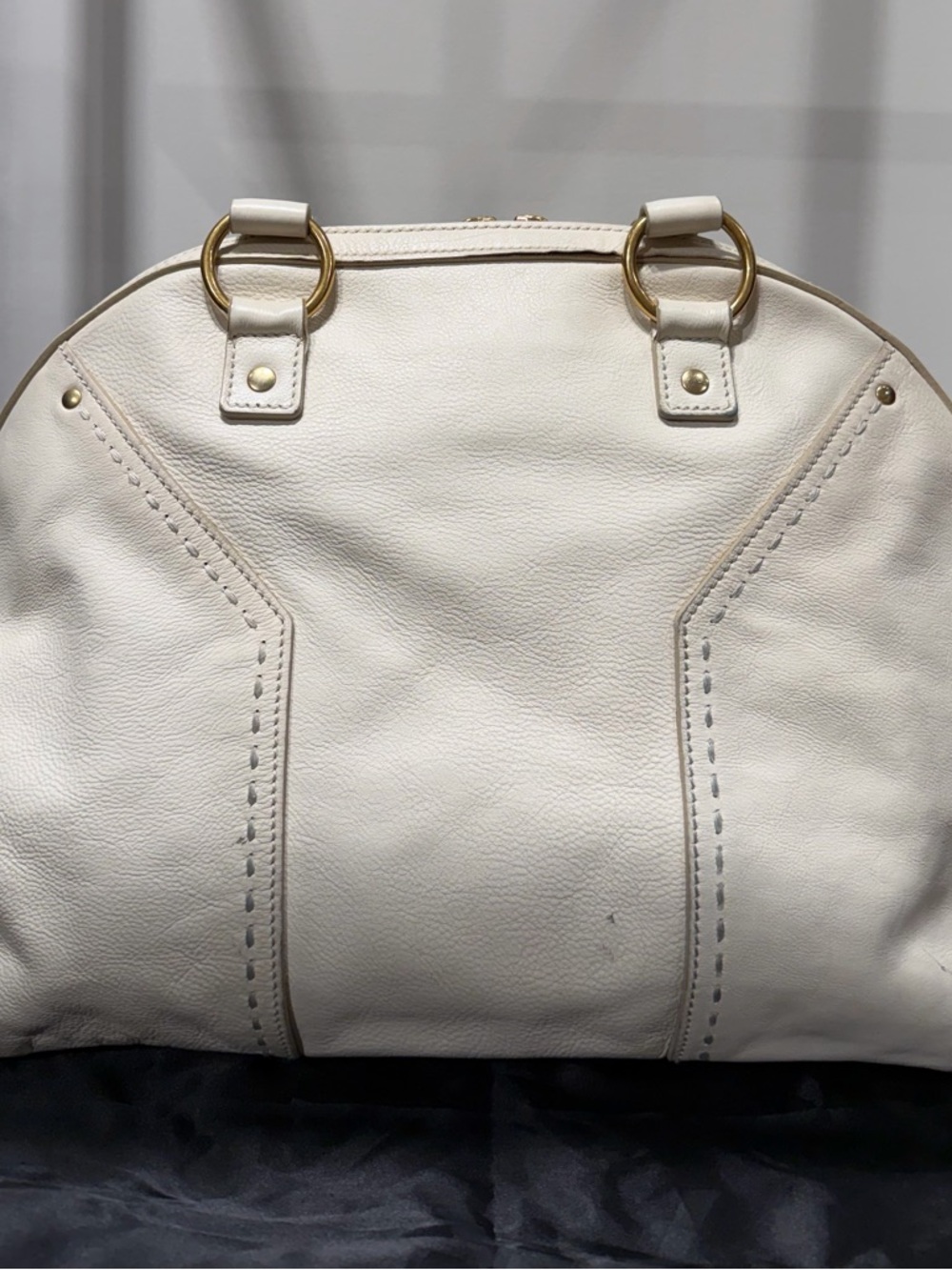 Yves Saint Laurent Muse Cream Leather Satchel with Gold Hardware - Picture 8 of 13